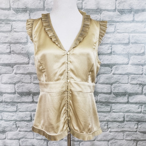 White House Black Market Tops - White House Black Market silk top pleated ruffle *